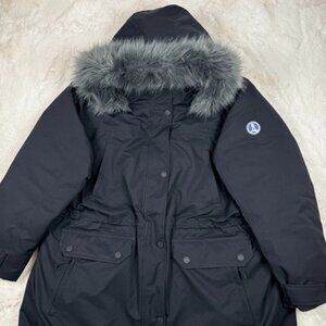 Land's End Expedition Down Waterproof Parka Women's Plus Size 2X Black Fur Hood
